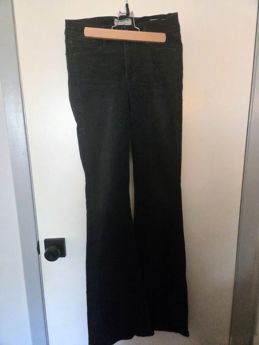 FRAME Le High Flare Jeans Size 27 Black Wash High Rise Stretch Denim Made in USA